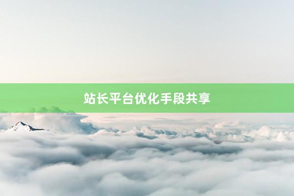 站长平台优化手段共享