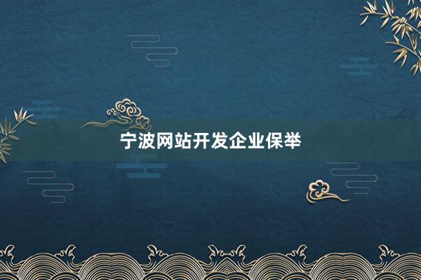 宁波网站开发企业保举